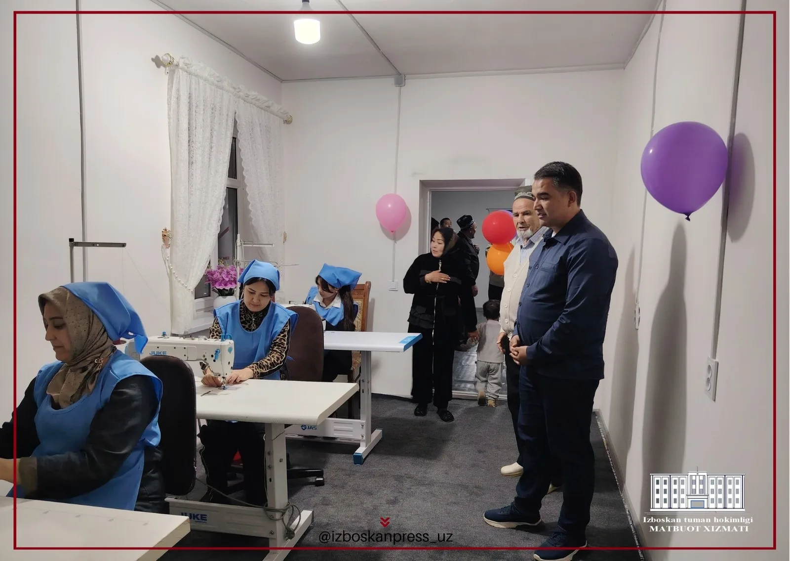 Izboskanning Gudur mahallasida "Jasmin" tikuvchilik markazi ishga tushdi, 30 nafar ayol doimiy ish bilan ta'minlandi