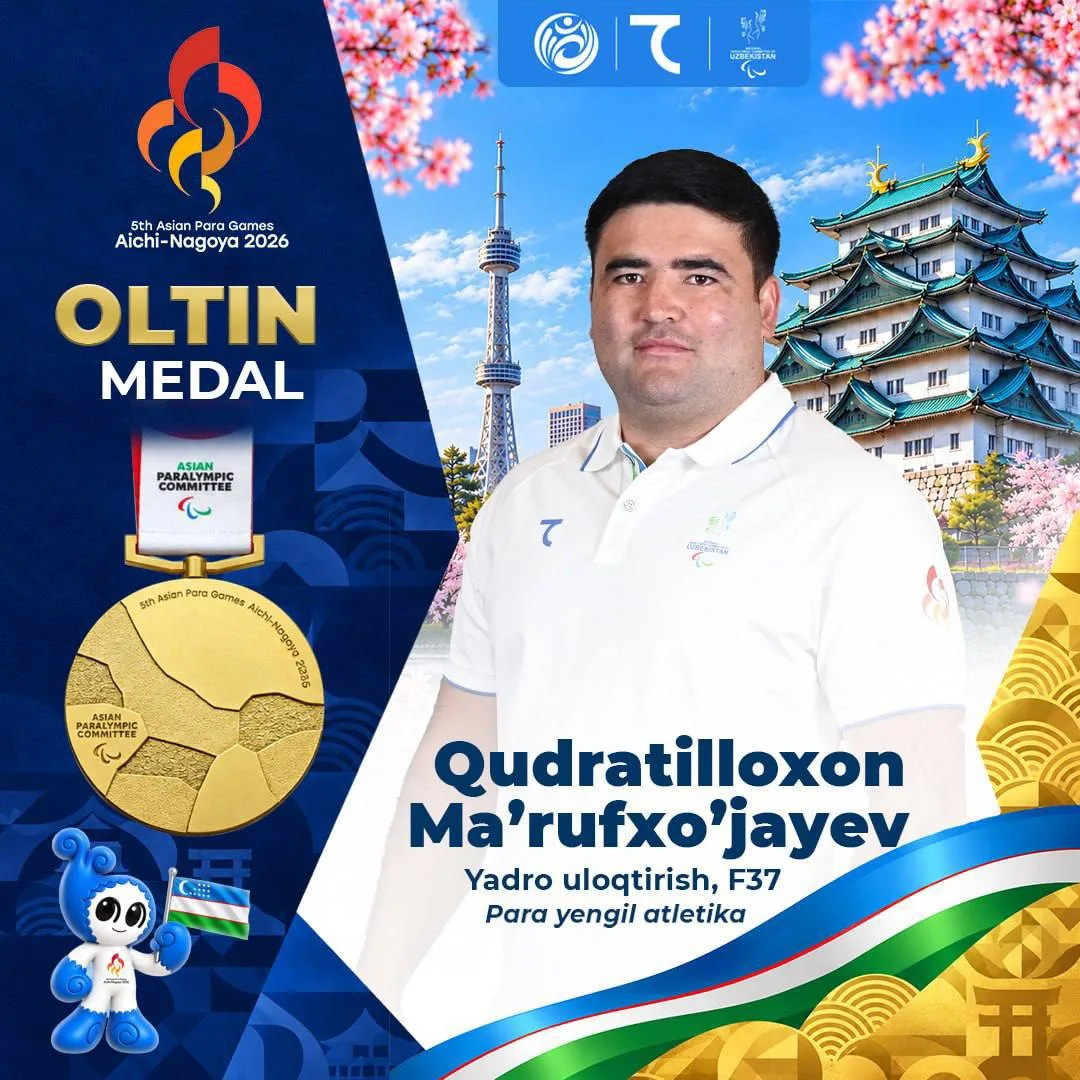 Marhamatlik sportchi Para Osiyo o'yinlari rekordi bilan oltin medal qo'ldi